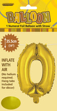 Load image into Gallery viewer, Numeral Foil 14" Package Gold Numbers Balloon