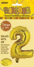Load image into Gallery viewer, Numeral Foil 14" Package Gold Numbers Balloon