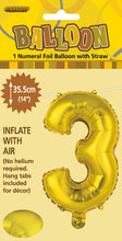 Load image into Gallery viewer, Numeral Foil 14" Package Gold Numbers Balloon