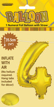 Load image into Gallery viewer, Numeral Foil 14" Package Gold Numbers Balloon