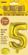 Load image into Gallery viewer, Numeral Foil 14" Package Gold Numbers Balloon