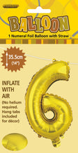 Load image into Gallery viewer, Numeral Foil 14" Package Gold Numbers Balloon