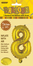 Load image into Gallery viewer, Numeral Foil 14" Package Gold Numbers Balloon