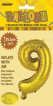 Load image into Gallery viewer, Numeral Foil 14" Package Gold Numbers Balloon