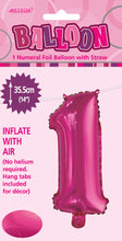 Load image into Gallery viewer, Numeral Foil 14" Package Hot Pink Numbers Balloon