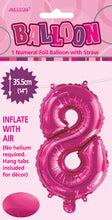 Load image into Gallery viewer, Numeral Foil 14" Package Hot Pink Numbers Balloon
