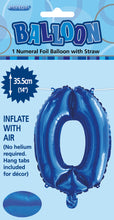 Load image into Gallery viewer, Numeral Foil 14" Package Blue Numbers Balloon