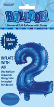 Load image into Gallery viewer, Numeral Foil 14" Package Blue Numbers Balloon