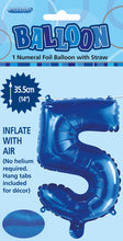 Load image into Gallery viewer, Numeral Foil 14" Package Blue Numbers Balloon