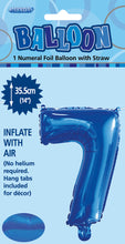 Load image into Gallery viewer, Numeral Foil 14" Package Blue Numbers Balloon