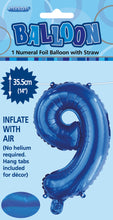 Load image into Gallery viewer, Numeral Foil 14" Package Blue Numbers Balloon