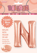 Load image into Gallery viewer, Alphabet Foil (A-Z) 34" inch Package Rose Gold Alphabet A-Z