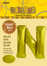 Load image into Gallery viewer, Alphabet Foil (A-Z) 34" inch Package Gold