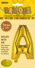 Load image into Gallery viewer, Alphabet Foil (A-Z) 14" inch Package Gold Letters: A-Z