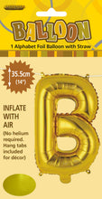 Load image into Gallery viewer, Alphabet Foil (A-Z) 14" inch Package Gold Letters: A-Z