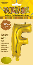 Load image into Gallery viewer, Alphabet Foil (A-Z) 14" inch Package Gold Letters: A-Z