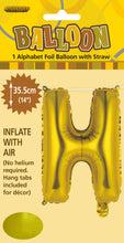 Load image into Gallery viewer, Alphabet Foil (A-Z) 14" inch Package Gold Letters: A-Z