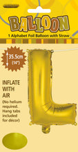 Load image into Gallery viewer, Alphabet Foil (A-Z) 14" inch Package Gold