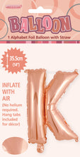 Load image into Gallery viewer, Alphabet Foil (A-Z) 14" inch Package Rose Gold Letters: A-Z
