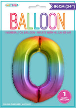 Load image into Gallery viewer, Numeral Foil 34" Package RAINBOW Numbers Balloon Numbers 0-9