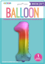Load image into Gallery viewer, Numeral Foil 34" Package RAINBOW Numbers Balloon Numbers 0-9