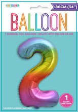 Load image into Gallery viewer, Numeral Foil 34" Package RAINBOW Numbers Balloon Numbers 0-9