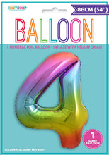 Load image into Gallery viewer, Numeral Foil 34" Package RAINBOW Numbers Balloon Numbers 0-9