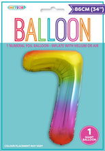 Load image into Gallery viewer, Numeral Foil 34" Package RAINBOW Numbers Balloon Numbers 0-9