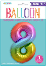 Load image into Gallery viewer, Numeral Foil 34" Package RAINBOW Numbers Balloon Numbers 0-9