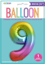 Load image into Gallery viewer, Numeral Foil 34" Package RAINBOW Numbers Balloon