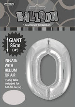 Load image into Gallery viewer, Numeral Foil 34" Package Silver Numbers Balloon Numbers 0-9