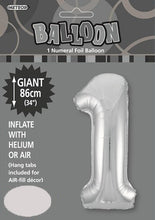 Load image into Gallery viewer, Numeral Foil 34" Package Silver Numbers Balloon Numbers 0-9