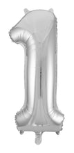 Load image into Gallery viewer, Numeral Foil 34" Package Silver Numbers Balloon Numbers 0-9