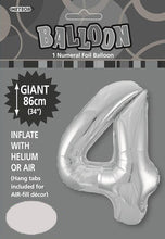Load image into Gallery viewer, Numeral Foil 34" Package Silver Numbers Balloon Numbers 0-9
