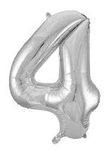 Load image into Gallery viewer, Numeral Foil 34" Package Silver Numbers Balloon Numbers 0-9