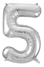 Load image into Gallery viewer, Numeral Foil 34" Package Silver Numbers Balloon Numbers 0-9