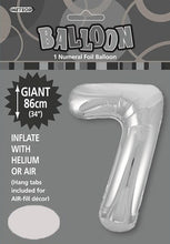 Load image into Gallery viewer, Numeral Foil 34" Package Silver Numbers Balloon Numbers 0-9