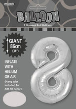 Load image into Gallery viewer, Numeral Foil 34" Package Silver Numbers Balloon