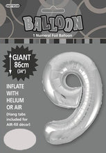 Load image into Gallery viewer, Numeral Foil 34" Package Silver Numbers Balloon
