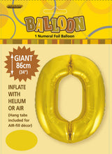 Load image into Gallery viewer, Numeral Foil 34" Package Gold Numbers Balloon Numbers 0-9