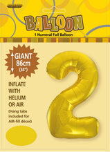 Load image into Gallery viewer, Numeral Foil 34" Package Gold Numbers Balloon Numbers 0-9