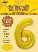 Load image into Gallery viewer, Numeral Foil 34" Package Gold Numbers Balloon Numbers 0-9