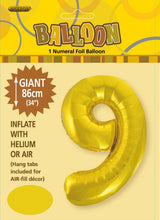 Load image into Gallery viewer, Numeral Foil 34" Package Gold Numbers Balloon