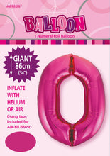 Load image into Gallery viewer, Numeral Foil 34" Package Hot Pink Numbers Balloon Numbers 0-9