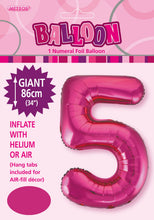 Load image into Gallery viewer, Numeral Foil 34" Package Hot Pink Numbers Balloon Numbers 0-9