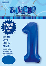 Load image into Gallery viewer, Numeral Foil 34" Package Blue Numbers Balloon