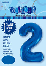 Load image into Gallery viewer, Numeral Foil 34" Package Blue Numbers Balloon