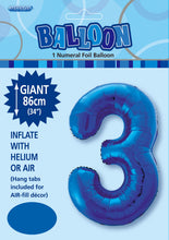 Load image into Gallery viewer, Numeral Foil 34" Package Blue Numbers Balloon