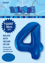 Load image into Gallery viewer, Numeral Foil 34" Package Blue Numbers Balloon
