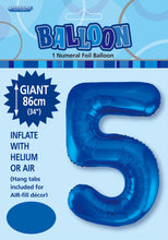 Load image into Gallery viewer, Numeral Foil 34" Package Blue Numbers Balloon